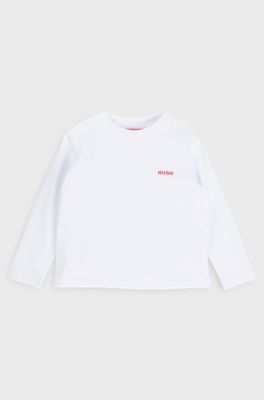 Kids' long-sleeved T-shirt in cotton with logo print, White