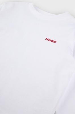 Kids' long-sleeved T-shirt in cotton with logo print, White