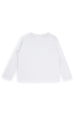 Kids' long-sleeved T-shirt in cotton with logo print, White