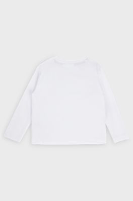 Kids' long-sleeved T-shirt in cotton with logo print, White