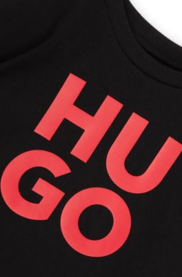 Kids' two-in-one T-shirt with stacked logo print, Black