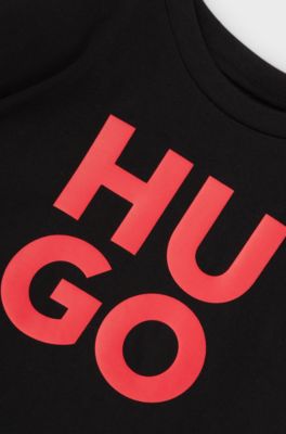 Kids' two-in-one T-shirt with stacked logo print, Black