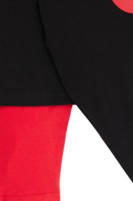 Kids' two-in-one T-shirt with stacked logo print, Black