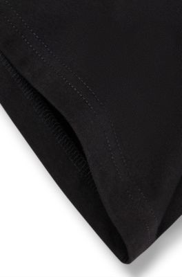 Maglia per bambini a maniche lunghe in cotone con cornice con logo testurizzato, Nero