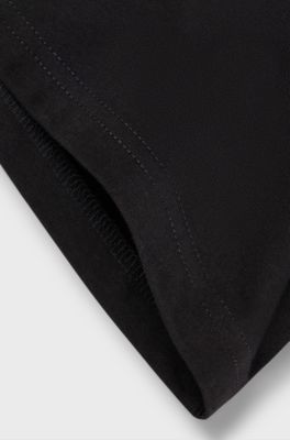 Kids' long-sleeved cotton T-shirt with textured framed logo, Black