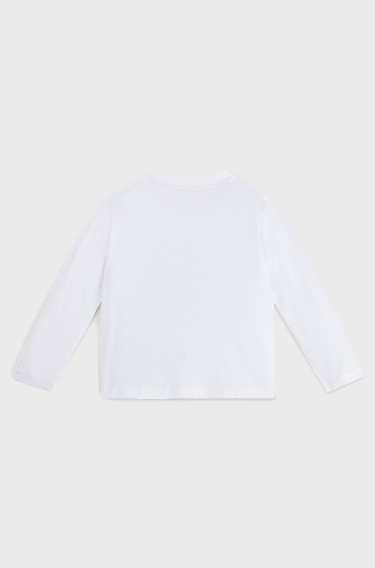 Kids' long-sleeved cotton T-shirt with logo artwork, White