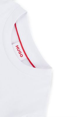 Kids' long-sleeved cotton T-shirt with logo artwork, White