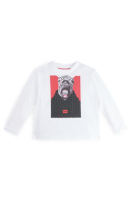 Kids' long-sleeved T-shirt with new-season artwork, White