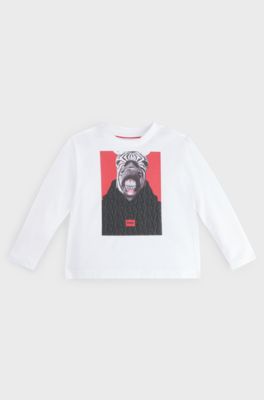 Kids' long-sleeved T-shirt with new-season artwork, White