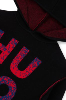Kids' hoodie with two-tone stacked logo, Black