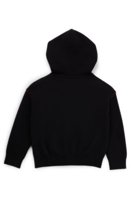Kids' hoodie with two-tone stacked logo, Black
