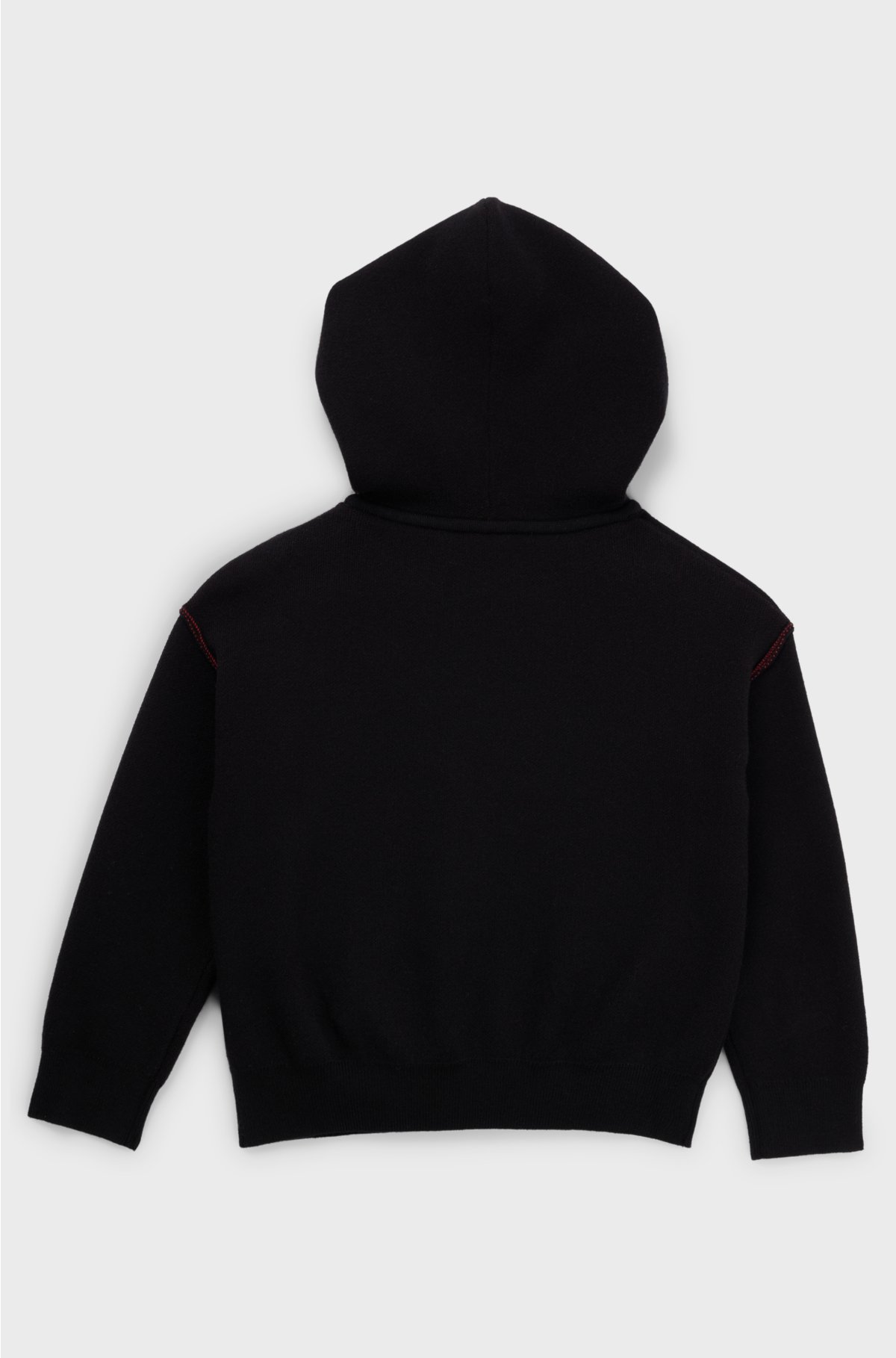 Kids' hoodie with two-tone stacked logo, Black