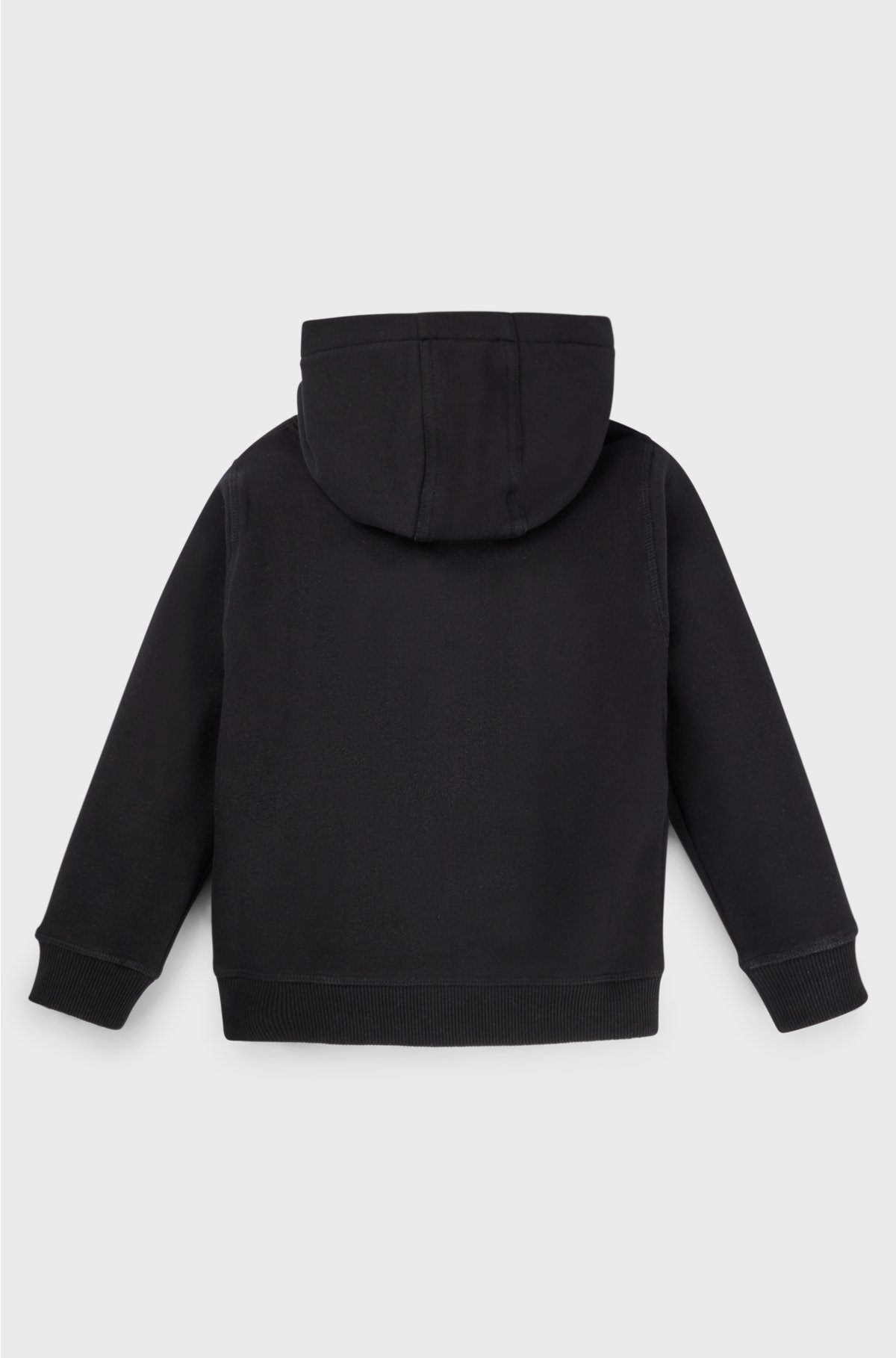 Kids' hoodie in cotton-blend fleece with stacked logo, Black