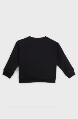 Kids' sweatshirt in cotton-blend fleece with double logo, Black