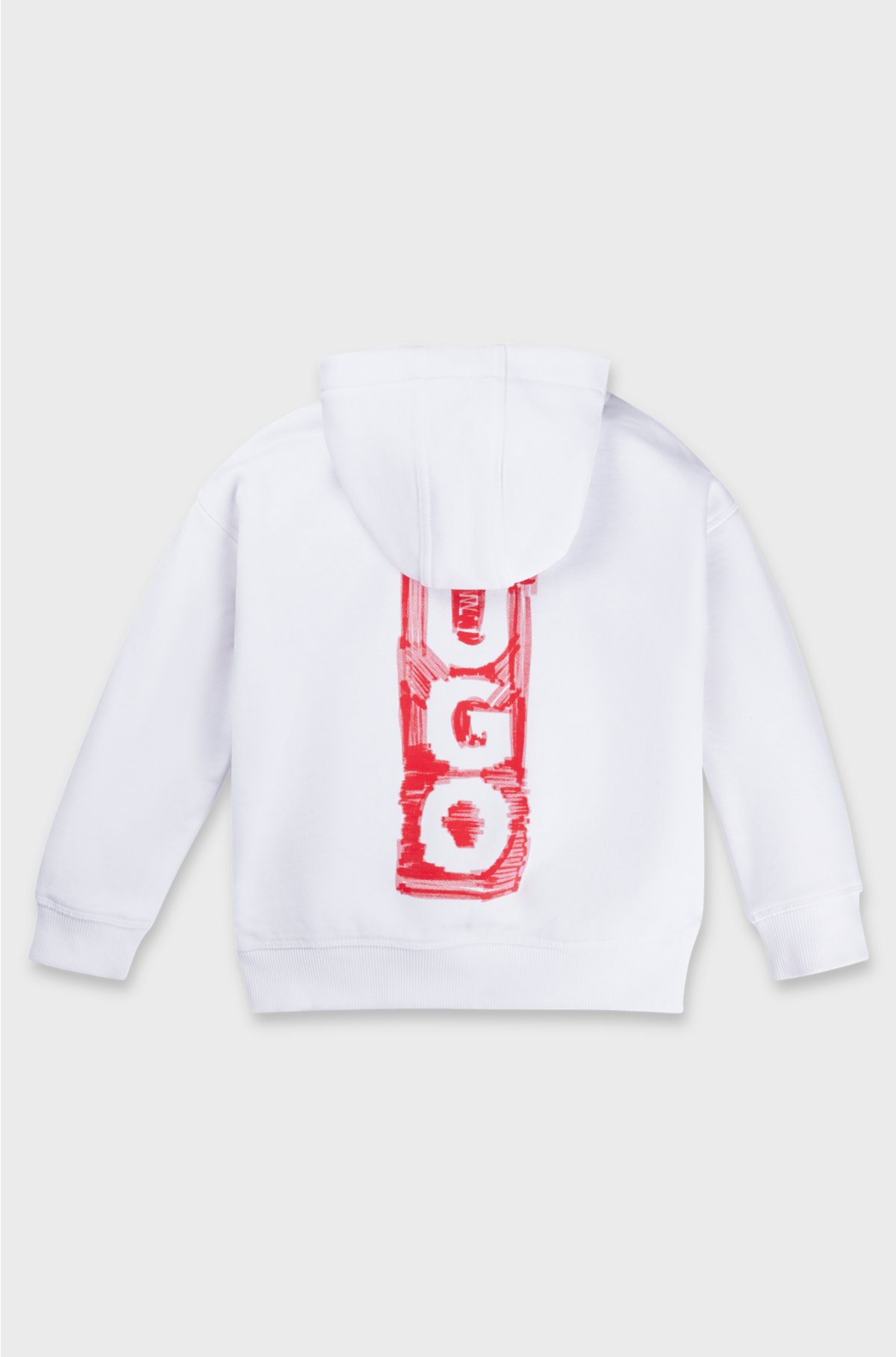 Kids' cotton-blend hoodie with marker-style logos, White