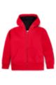 Kids' cotton-blend zip-up hoodie with logo print, Red