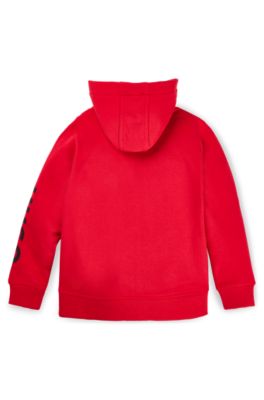 Kids' cotton-blend zip-up hoodie with logo print, Red