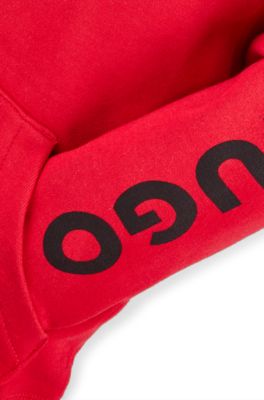 Kids' cotton-blend zip-up hoodie with logo print, Red