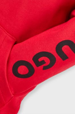 Kids' cotton-blend zip-up hoodie with logo print, Red