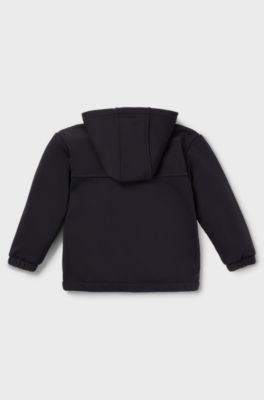 Kids' zip-up hoodie with red logo label, Black