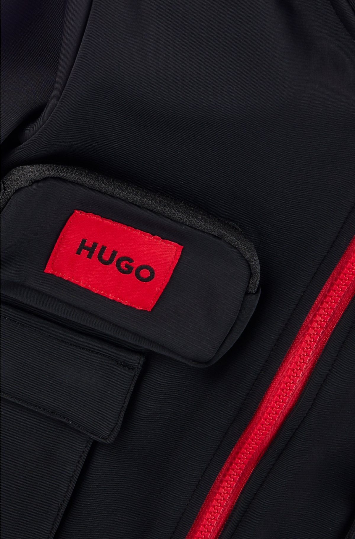 HUGO - Kids-Hoodie mit Reißverschluss rotem Logo-Etikett und