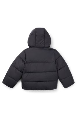 HUGO KIDS logo-patch hooded jacket - Black