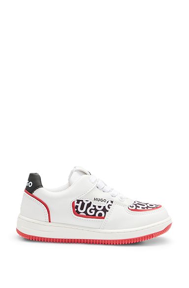 Kids' lace-up trainers with stacked logos, White