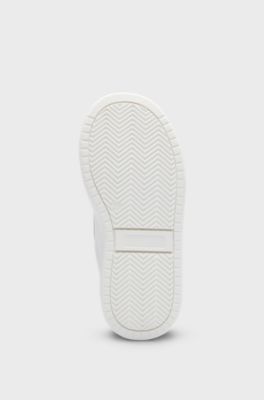 Kids' leather trainers with double logo, White