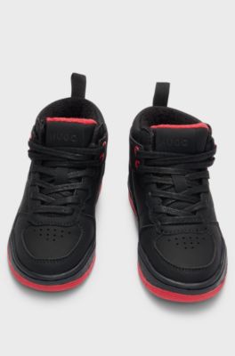 Kids' high-top trainers in faux nubuck leather, Black