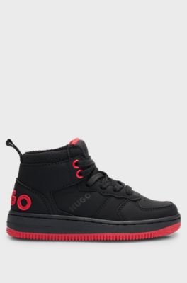 Kids' high-top trainers in faux nubuck leather, Black