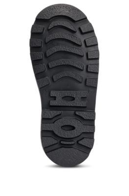 Kids' boots with branded leather zip puller, Black