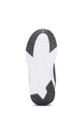 Kids' mixed-material trainers with faux leather, Dark Green