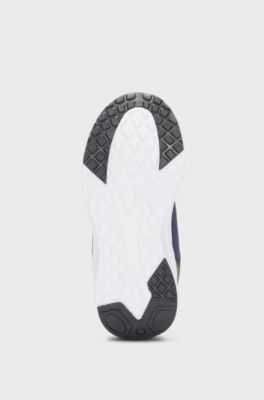 Kids' mixed-material trainers with faux leather, Dark Green