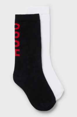Kids' two-pack of regular-length socks with logos, Black