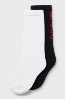 Two-pack of kids' socks with logo details, Black