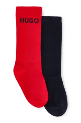 Two-pack of kids' socks with logo details, Red
