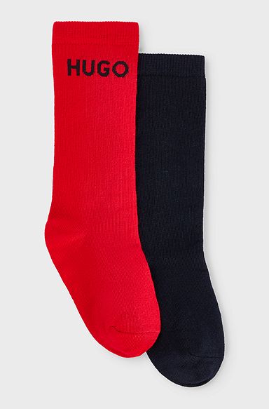 Two-pack of kids' socks with logo details, Red