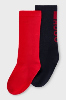Two-pack of kids' socks with logo details, Red