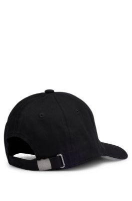 Kids' cap in cotton twill with red logo label, Black