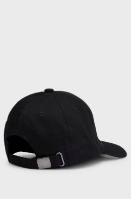 Kids' cap in cotton twill with red logo label, Black