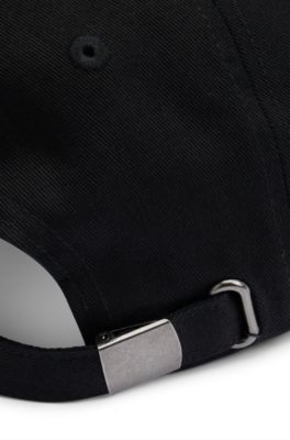 Kids' cap in cotton twill with red logo label, Black