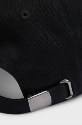 Kids' cap in cotton twill with red logo label, Black