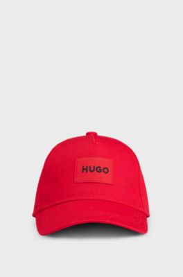 Kids-Cap aus Baumwoll-Twill mit rotem Logo-Label, Rot