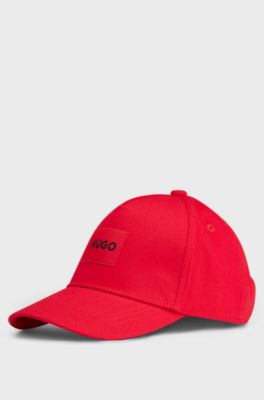 Kids-Cap aus Baumwoll-Twill mit rotem Logo-Label, Rot