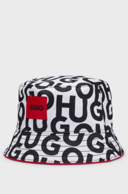 Kids' reversible bucket hat in cotton with logo details, Patterned