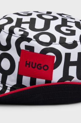 Kids' reversible bucket hat in cotton with logo details, Patterned
