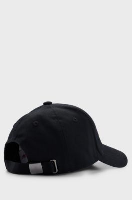 Kids' cap in cotton twill with red logo label, Black