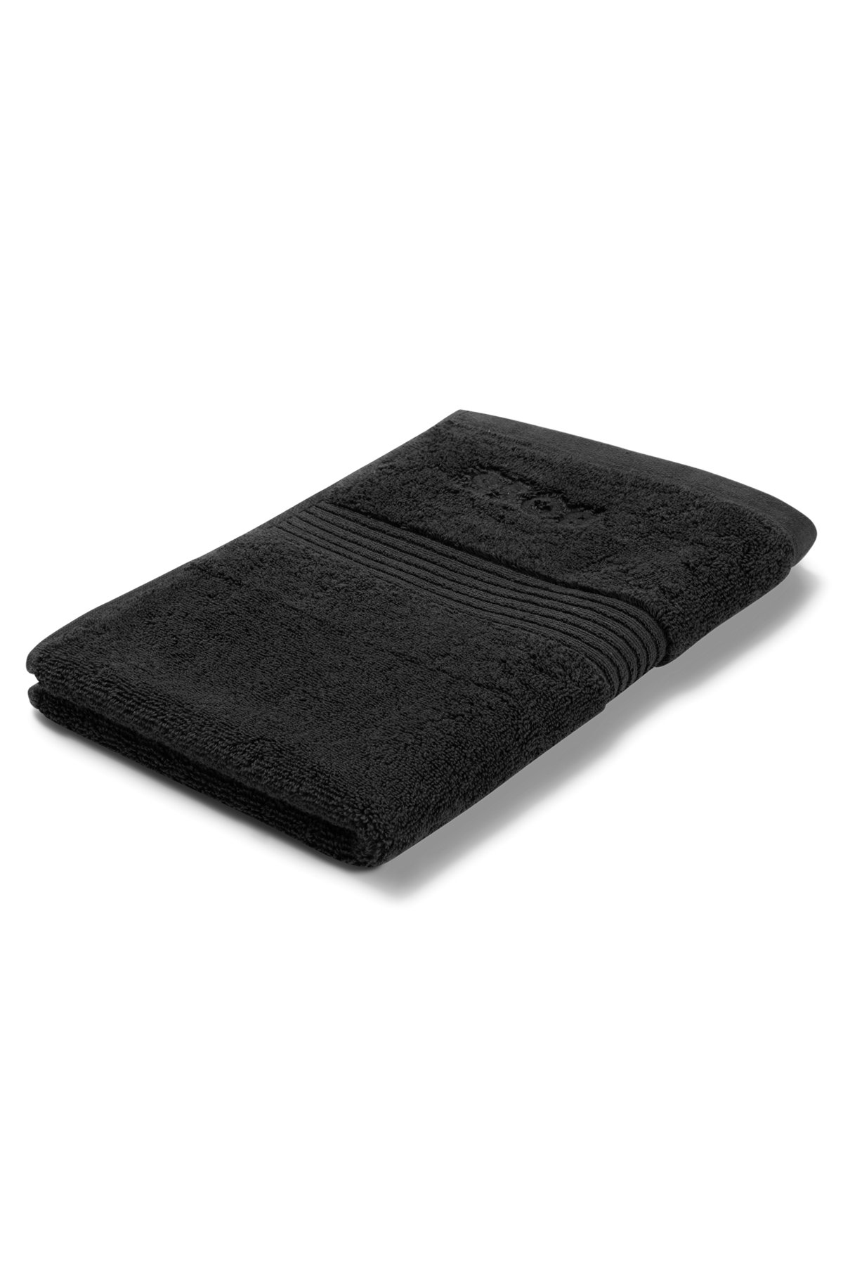 Black Aegean-cotton guest towel with tonal logo, Black