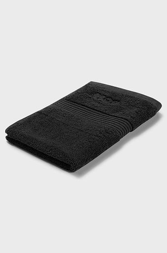 Black Aegean-cotton guest towel with tonal logo, Black