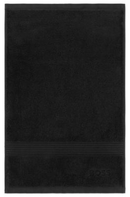 Serviette de toilette en coton noire avec logo brod&eacute;, Noir